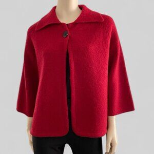 Covington 100% Wool Red Vintage 3/4 Sleeve Cardigan M/L​​​​​​​